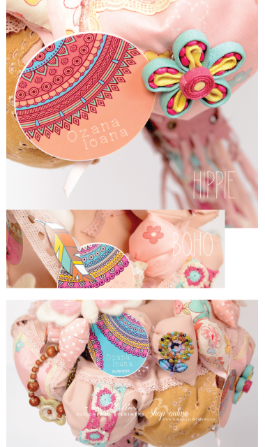 Lumanare de botez pentru fetite hippie, boho style, 65x4cm,  Bohemian  2